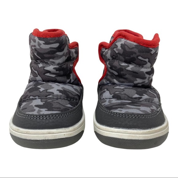 Baby Surprize by Stride Rite Aster Boots - Gray Red White Easy On Size 4M - Picture 2 of 9